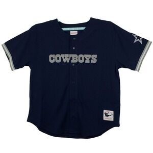 Dallas Cowboys Mitchell & Ness NFL XL XLarge Button Up‎ Jersey Shirt Navy NWT